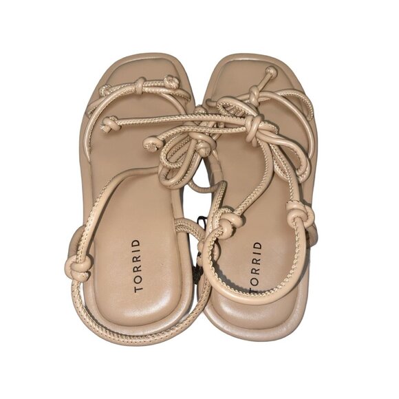 Torrid Tie Ankle Strappy Flatform Sandals Camel Size 8.5 Extra Wide Width - Picture 3 of 11